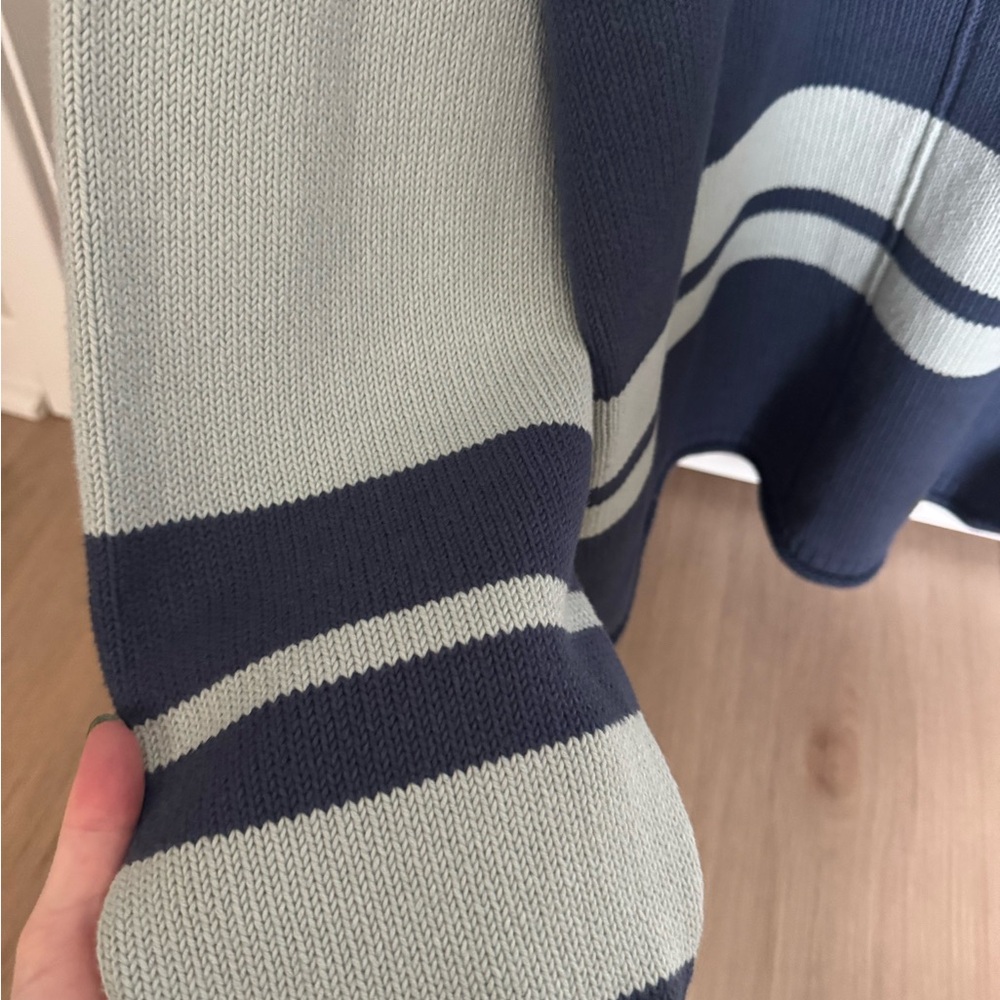 NWT We The Free Ella Colorblock Roll Neck Knit Sweater Blue Combo 97% Cotton - Picture 6 of 7